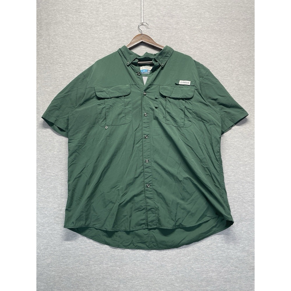 Magellan Outdoors Fish Gear Shirt Mens XL Green Relaxed Fit Moisture Wicking